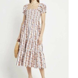 OPT Size XS Daphne Smocked Square Neck Floral Dress